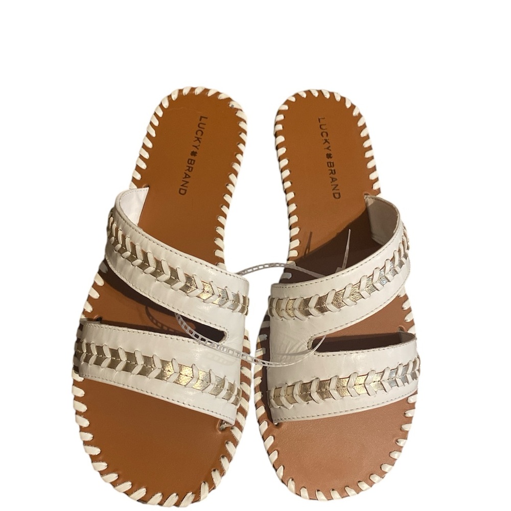 Lucky Brand White and Gold Women's Sandals